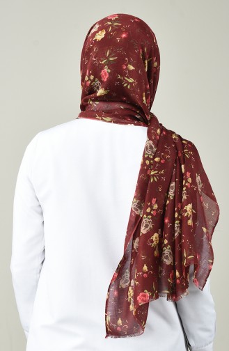 Floral Patterned Cotton Shawl Cherry 4590-19