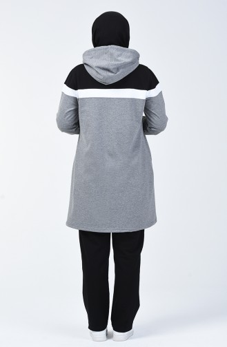 Ensemble Survêtement a Fermeture Grande Taille 95060-02 Gris Noir 95060-02