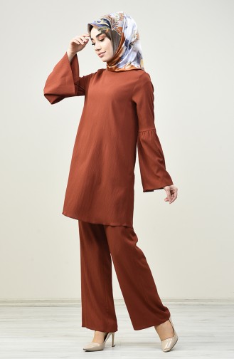 Spanish Sleeve Tunic Pants Double Set Brick 4445-01