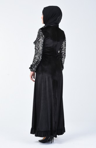 Black Hijab Evening Dress 5105-05