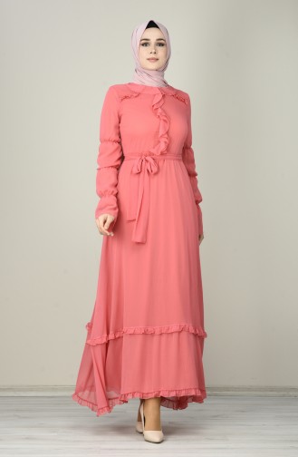 Beige-Rose Hijab Kleider 8044-16