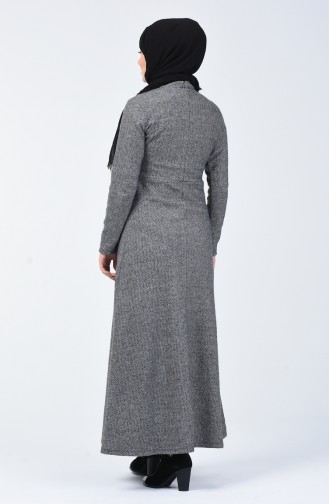 Robe Col Cravate à Motifs  0021-01 Gris 0021-01