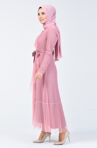 Robe Volante à Ceinture 5014-10 Rose 5014-10