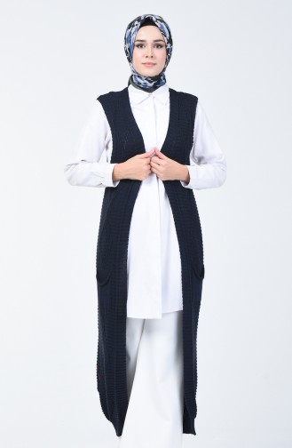 Gilet Tricot Long 2001-05 Bleu Marine 2001-05