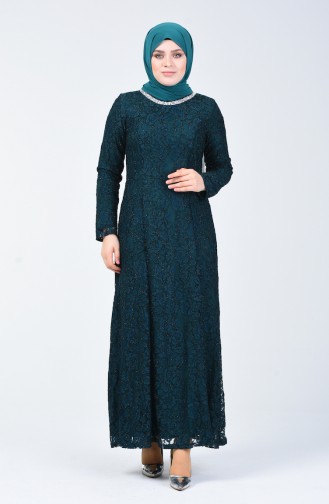 Green Hijab Evening Dress 2055-03