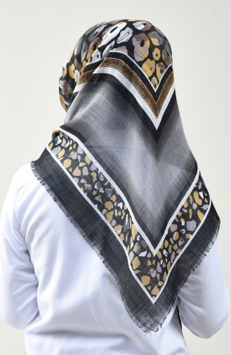 Patterned Silvery Scarf Gray 2441-11