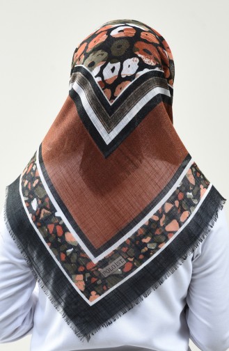 Patterned Silvery Scarf Brown tobacco 2441-14