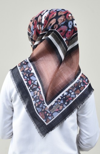 Patterned Silvery Scarf Cinnamon Color 2441-15