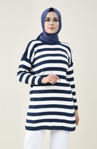 Pull Tricot a Rayures 0014-11 İndigo 0014-11