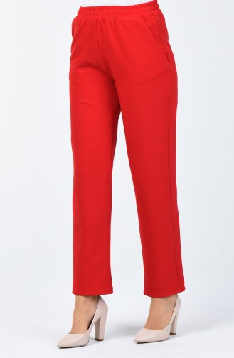Trousers with Elastic waist Pocket Detail 1305pnt-02 Red 1305PNT-02