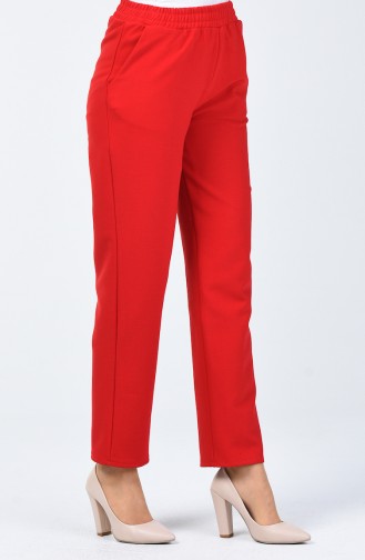 Trousers with Elastic waist Pocket Detail 1305pnt-02 Red 1305PNT-02