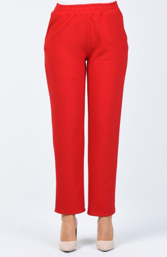 Trousers with Elastic waist Pocket Detail 1305pnt-02 Red 1305PNT-02