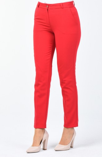 Classic Straight Trousers With Pockets Red 1338PNT-04