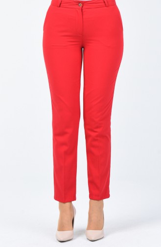 Classic Straight Trousers With Pockets Red 1338PNT-04