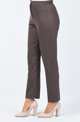 Buttoned Straight Trousers Dark Mink 1115-03