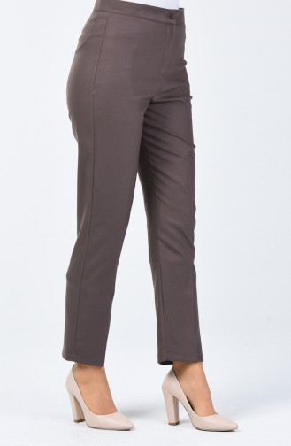 Buttoned Straight Trousers Dark Mink 1115-03