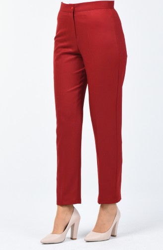 Buttoned Straight Trousers Bordeaux 1115-04