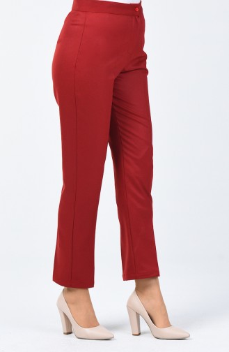 Buttoned Straight Trousers Bordeaux 1115-04