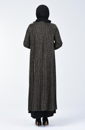 فستان سهرة مقاس كبير بتفاصيل قلادة ذهبي 1074-02