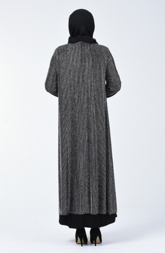 فستان سهرة مقاس كبير بتفاصيل قلادة رمادي 1074-03