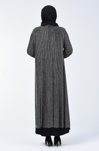 Robe de Soirée avec Détail Collier Grande Taille1074-03 Gris 1074-03