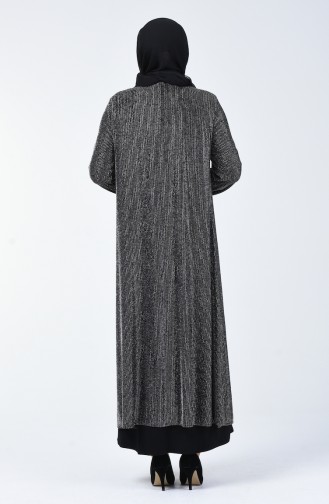 Robe de Soirée avec Détail Collier Grande Taille1074-03 Gris 1074-03