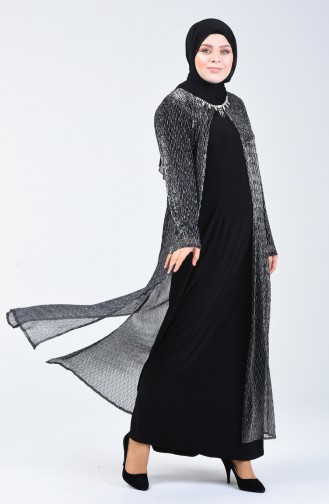 Big Size Suit Looking Evening Dress Black 1076-01