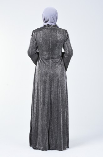 Robe de Soirée Grande Taille Manches Volantes à Paillettes 9016-03 Gris 9016-03