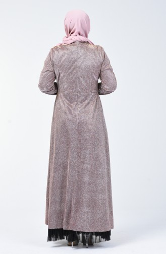 Plus Size Stone Silvery Evening Dress 9018-01 Powder 9018-01