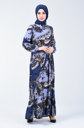 Navy Blue Hijab Dress 1363-05