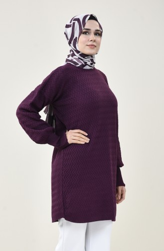 Triko Tunik 2108-21 Koyu Mor