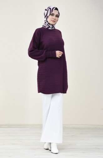 Triko Tunik 2108-21 Koyu Mor