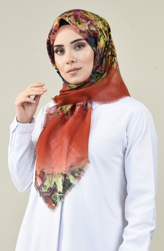 Patterned Scarf Brown tobacco 2448-09