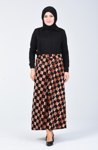 Geometric Patterned Skirt Black Brick 1029-05