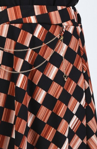 Jupe à Motifs Géométriques 1029-05 Noir Brique 1029-05