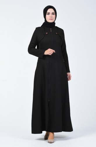 Abaya à Fermeture 61312-01 Noir 61312-01