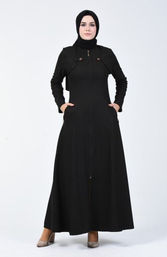 Abaya à Fermeture 61312-01 Noir 61312-01