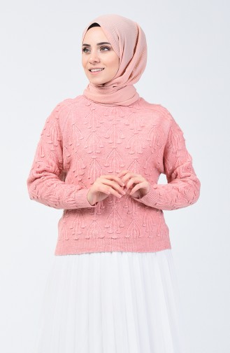 Pull Tricot à Motifs  7062-04 Rose Pâle 7062-04