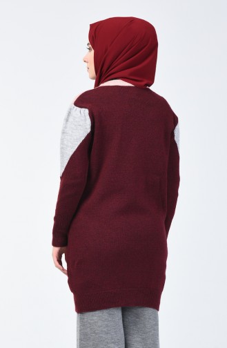 Pull Tricot  à Motif  V 7063-01 Bordeaux 7063-01