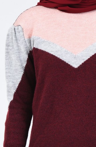 Pull Tricot  à Motif  V 7063-01 Bordeaux 7063-01