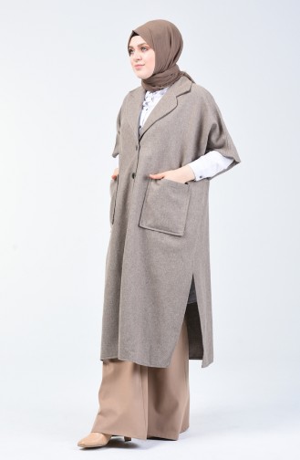 Buttoned Winter Poncho Mink 8004-02