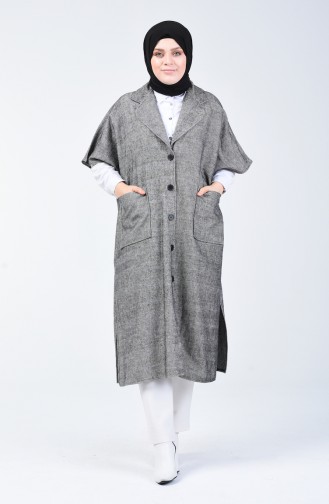 Buttoned Winter Poncho Gray 8004A-01