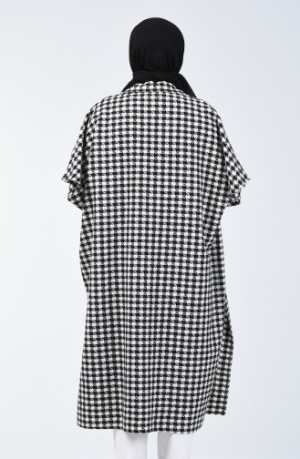 Crowbar Patterned Winter Poncho Black White 8004B-01