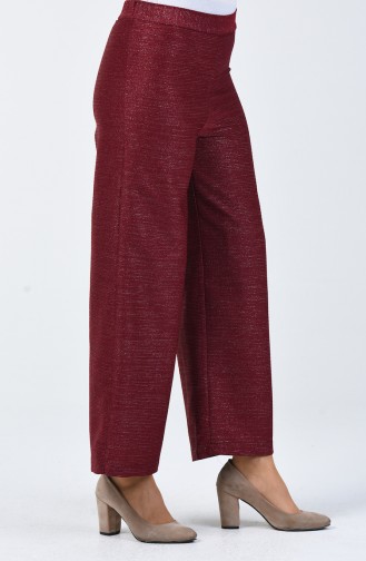 Simlİ Bol Paça Pantolon 4343-02 Bordo