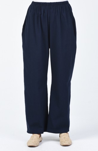 Chile Cloth wide-leg Trousers 0021-03 Navy Blue 0021-03