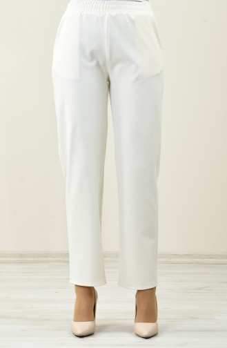 Pantalon Taille Élastique 1306PNT-01 Crème 1306PNT-01