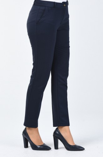 Classic Straight Trousers With Pockets Navy Blue 1339PNT-01