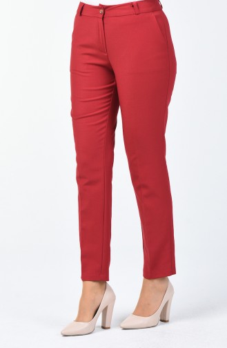 Classic Straight Trousers With Pockets Bordeaux 1341PNT-01