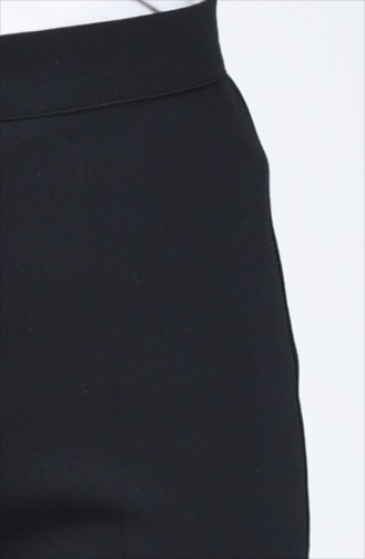 Buttoned Straight Trousers Black 1115-01