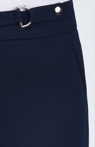 Straight Leg Trousers with Pockets 3148-01 Navy Blue 3148-01